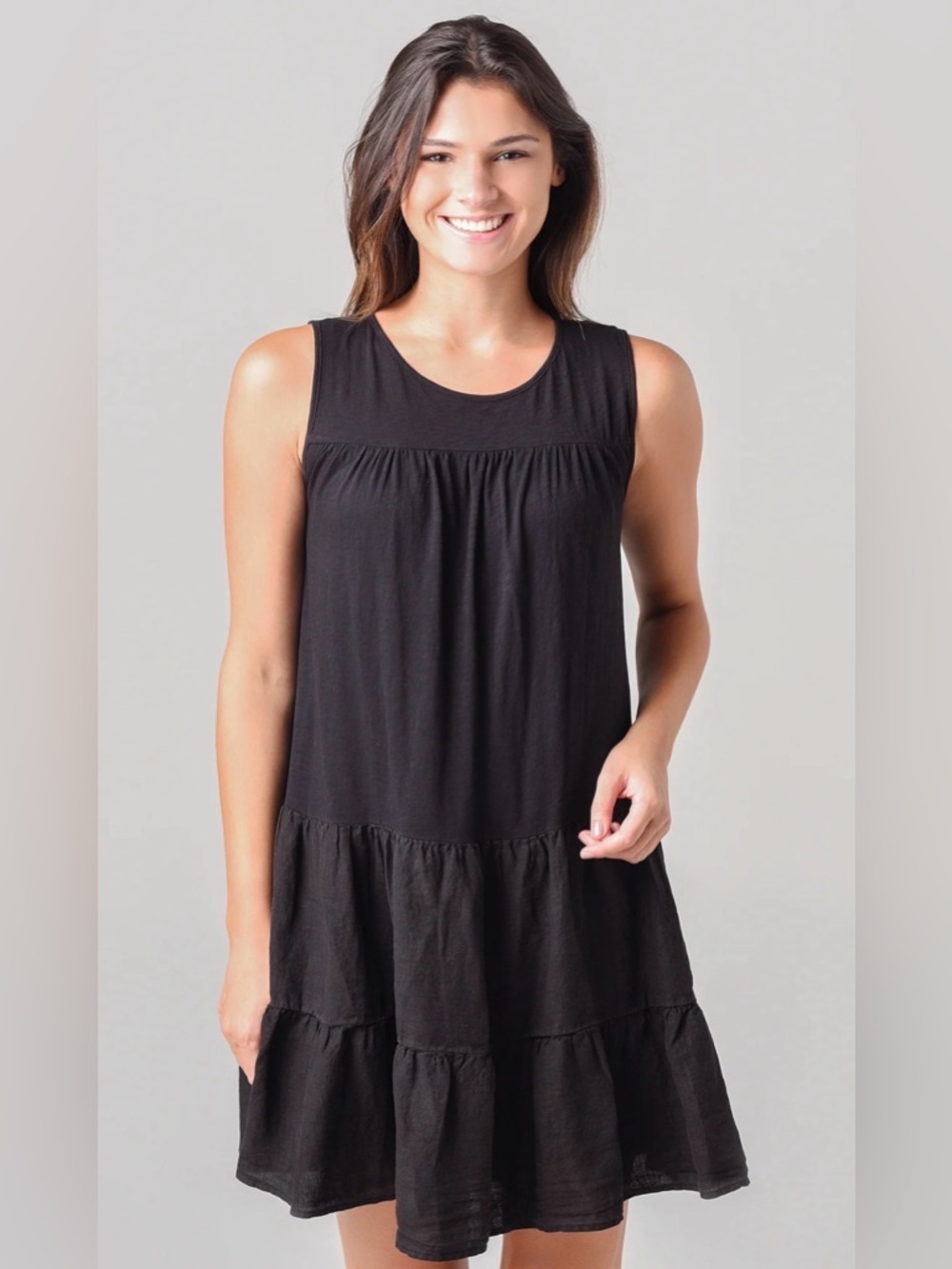 Velvet Women’s Charlotte Tiered Dress Linen /Cotton Contrast , XS